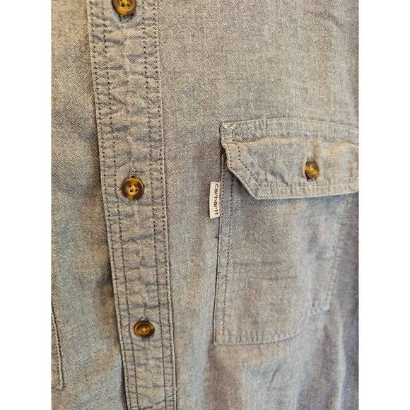 Carhartt size XL relaxed fit chambray short sleeve button up double pocket EUC # - Picture 3 of 8